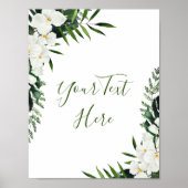 Elegantes Weißes Orchideen Bohemisches Blumenzeich Poster (Vorne)