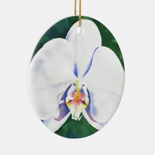 Elegantes weißes Orchideengemälde Keramik Ornament (Rechts)