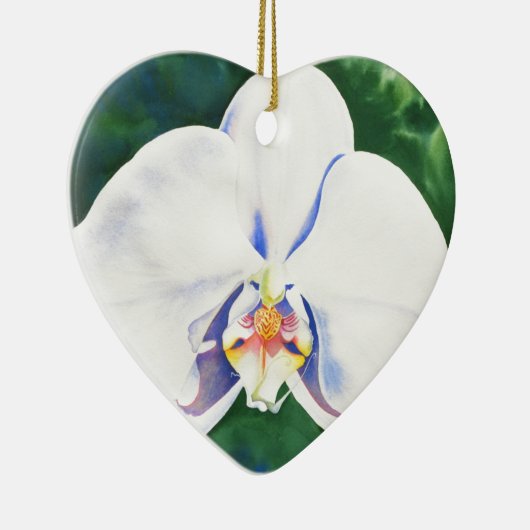 Elegantes weißes Orchideengemälde Keramikornament (Rechts)