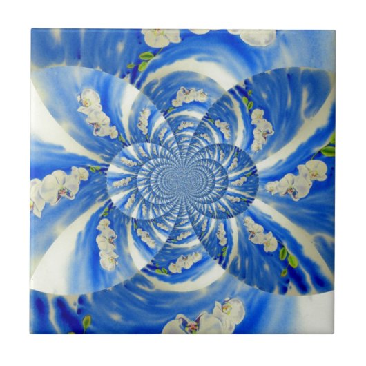 Elegantes, weißes Orchideenlackieren Fliese (Vorderseite)