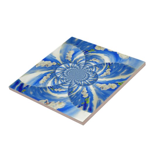 Elegantes, weißes Orchideenlackieren Fliese (Seite)