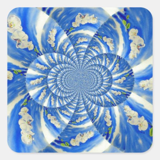 Elegantes, weißes Orchideenlackieren Quadratischer Aufkleber (Vorderseite)