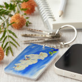 Elegantes, weißes Orchideenlackieren Schlüsselanhänger (Vorderseite rechts)