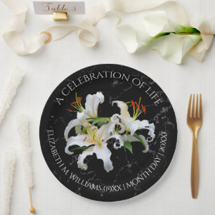 Elegantes Weißes Orientales Lilies Feiern des Lebe Pappteller