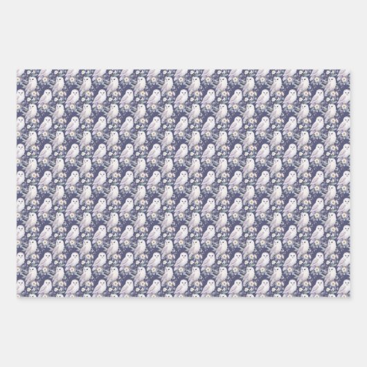 Elegantes Weißes Owl Geschenkpapier Set (Vorderseite 3)