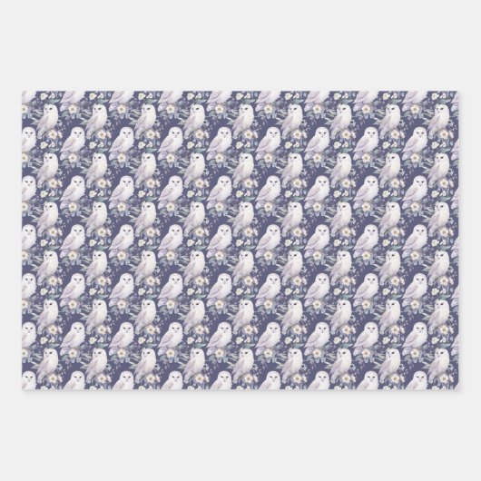 Elegantes Weißes Owl Geschenkpapier Set (Vorderseite 2)