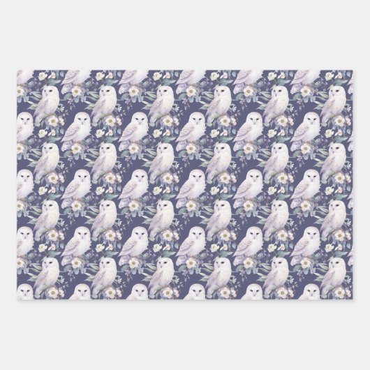 Elegantes Weißes Owl Geschenkpapier Set (Vorderseite)
