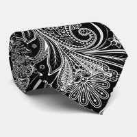 Elegantes weißes Paisley auf schwarzem Hintergrund