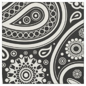 Elegantes weißes Paisley über schwarzem Hintergrun Stoff (Nahaufnahme)