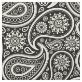 Elegantes weißes Paisley über schwarzem Hintergrun Stoff (Muster)