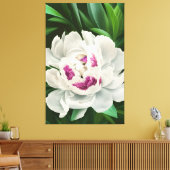 Elegantes weißes Peony mit rosafarbener, bläserner Leinwanddruck (Insitu (Wohnzimmer))
