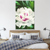 Elegantes weißes Peony mit rosafarbener, bläserner Leinwanddruck (Insitu (Schlafzimmer))