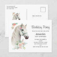 Elegantes Weißes Pferd Boho Floral Geburtstag Einl