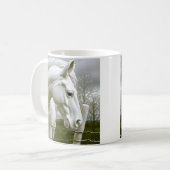 Elegantes Weißes Pferd Kaffeetasse (Vorderseite Links)