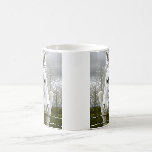 Elegantes Weißes Pferd Kaffeetasse (Mittel)