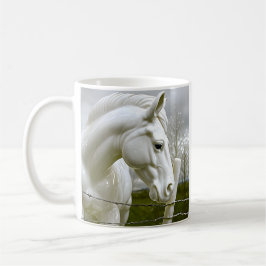 Elegantes Weißes Pferd Kaffeetasse