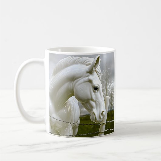 Elegantes Weißes Pferd Kaffeetasse (Links)