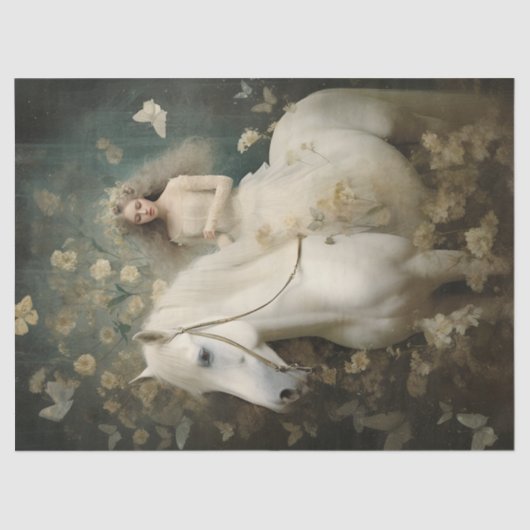 Elegantes Weißes Pferd Seidenpapier (Vorderseite)