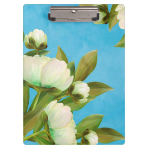 Elegantes weißes Pfingstrosen-Blumenbouquet Klemmbrett