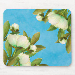 Elegantes weißes Pfingstrosen-Blumenbouquet Mousepad