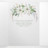 Elegantes Weißes Poinsettia und Pine-Foto Dreifach Gefaltete Karte (Innenseite Mitte)