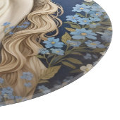 Elegantes weißes Pony und vergiss-Me-Nots Schneidebrett (Ecke)