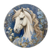 Elegantes weißes Pony und vergiss-Me-Nots Schneidebrett (Vorderseite)