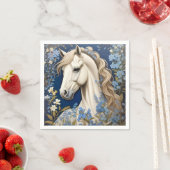 Elegantes weißes Pony und vergiss-Me-Nots Serviette (Beispiel)