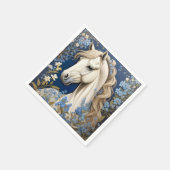 Elegantes weißes Pony und vergiss-Me-Nots Serviette (Ecke)