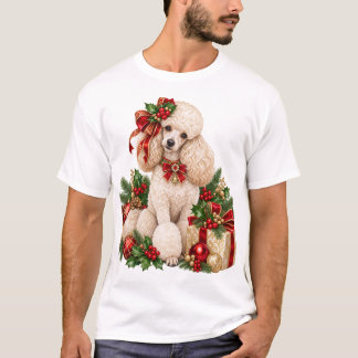 Elegantes weißes Pudel-Weihnachts-T-Shirt T-Shirt