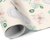 Elegantes, weißes Pumpkin Wasserfarben Art Pattern Geschenkpapier (Rolleneckpunkt)