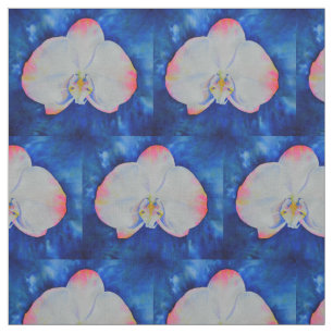 Elegantes weißes, rosa Aquarellorchid Stoff