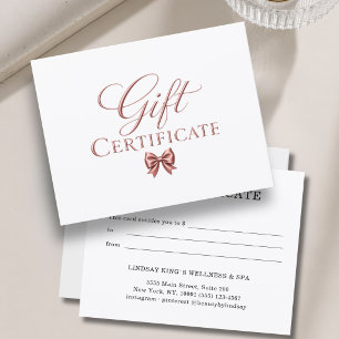 Elegantes weißes Roségold-Geschenk-Zertifikat mit 