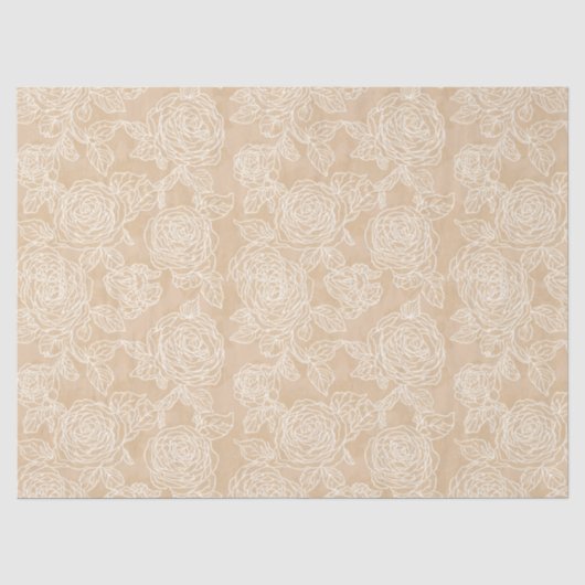 Elegantes Weißes Rosen-Geschenk Seidenpapier (Vorderseite)