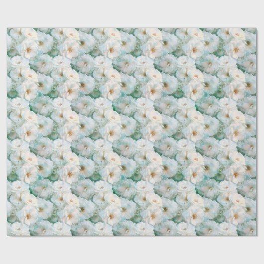 Elegantes, weißes Rosenblumenmuster Geschenkpapier (Flach)