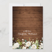 Elegantes Weißes Rosenrad Rustikales Brautparty Einladung (Rückseite)