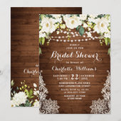 Elegantes Weißes Rosenrad Rustikales Brautparty Einladung (Vorne/Hinten)