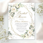 Elegantes Weißes Roses Eukalyptus-Brautparty Einladung