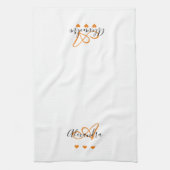Elegantes weißes Safran-Script-Monogramm Geschirrtuch (Vertikal)