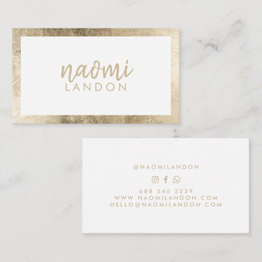 Elegantes weißes schicke Gold, moderner Platz mini Visitenkarte (Vorne/Hinten)