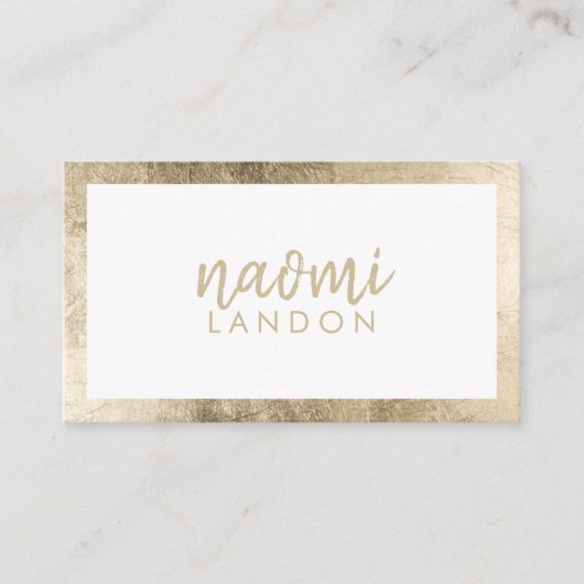 Elegantes weißes schicke Gold, moderner Platz mini Visitenkarte (Vorderseite)