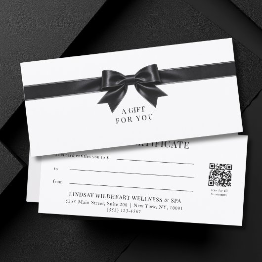 Elegantes weißes Schleifen-QR-Code-Geschenkgutsche