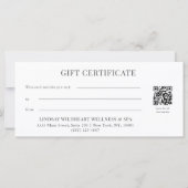Elegantes weißes Schleifen-QR-Code-Geschenkgutsche (Rückseite)