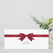 Elegantes weißes Schleifen-QR-Code-Geschenkgutsche (Stehend Vorderseite)