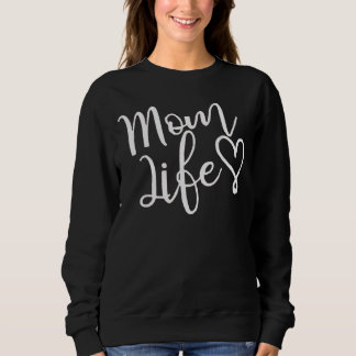 Elegantes weißes Schriftzug-Mutter-Leben-Herz Sweatshirt