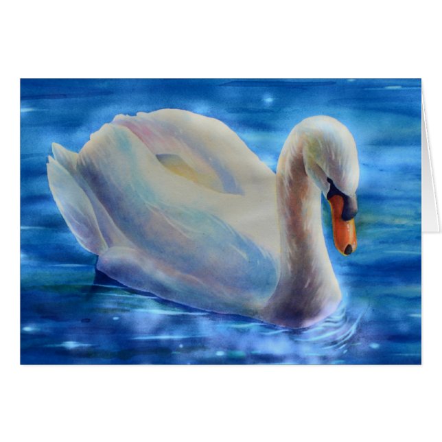 Elegantes weißes Schwan-Aquarellbild (Vorderseite (Horizontal))