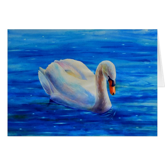 Elegantes weißes Schwan-Aquarellbild (Vorderseite (Horizontal))