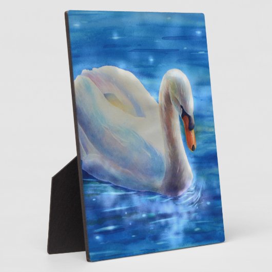 Elegantes weißes Schwan-Aquarellbild Fotoplatte (Seite)