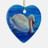 Elegantes weißes Schwan-Aquarellbild Keramik Ornament (Rechts)