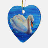 Elegantes weißes Schwan-Aquarellbild Keramik Ornament (Links)